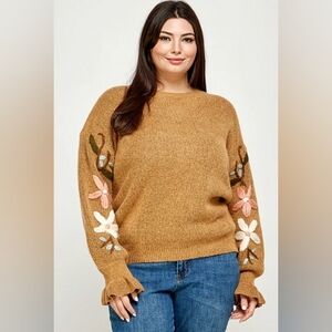 See and be seen crew neck embroidered poppy sweater womens size 1x